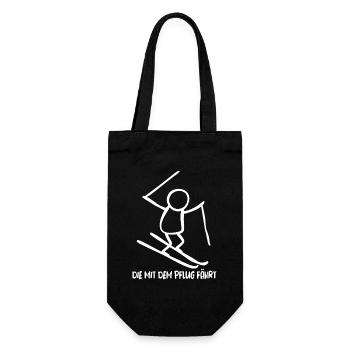 The one who uses the snowplow, skiing, beginner skier - Gift Bag for Bottles - black - Front