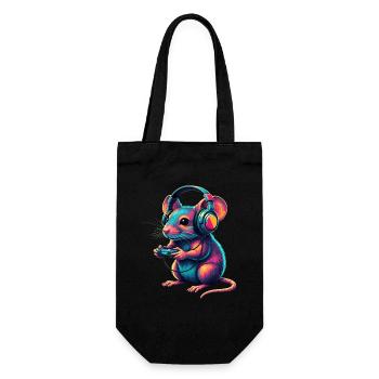 Maus Gaming Tier Videospiele Lustige Maus - Geschenkbeutel für Flaschen - Schwarz - Vorne