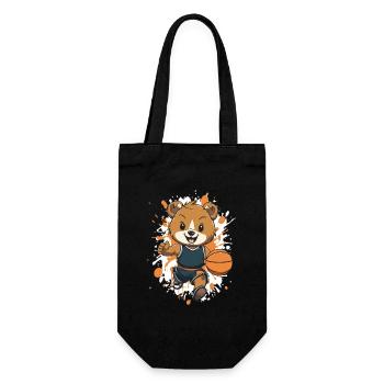 Basketball-Bärchen im Teamlook - Geschenkbeutel für Flaschen - Schwarz - Vorne