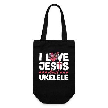 Hawaiian Ukulele Uke Jesus Faith - Geschenkbeutel für Flaschen - Schwarz - Vorne