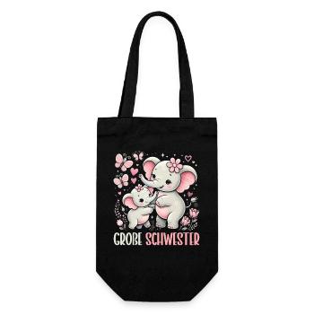 Big Sister Elephants Older Sibling - Gift Bag for Bottles - black - Front