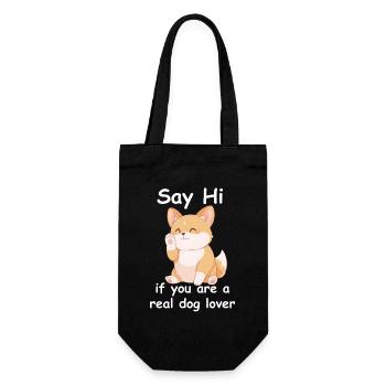Say Hi Dog Lover Tee Lustiges Zitat - Geschenkbeutel für Flaschen - Schwarz - Vorne