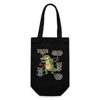 Alligator de dessins animés avec cerceau arc-en-ciel - Sac à bouteille - noir - Devant