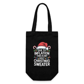 Aufgrund der Inflation hässlicher Weihnachtspullover - Geschenkbeutel für Flaschen - Schwarz - Vorne