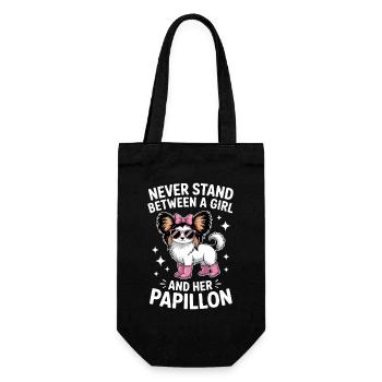 Papillon Sprüche Mädchen Lustige Papillon Geschenk - Geschenkbeutel für Flaschen - Schwarz - Vorne