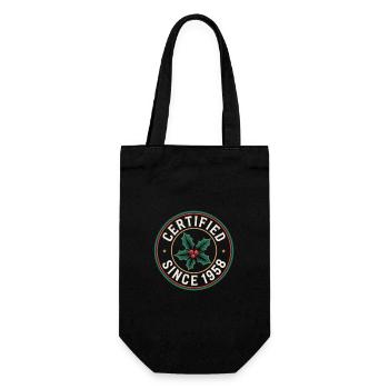 Certified Since 1958 Weihnachtsmotiv Stechpalme - Geschenkbeutel für Flaschen - Schwarz - Vorne