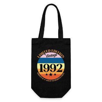 1992 Vintage-Geburtstagsgeschenk 92 - Geschenkbeutel für Flaschen - Schwarz - Vorne