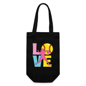 Love Softball Word Art Fun for Fans Player - Gift Bag for Bottles - black - Front