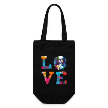 King Charles Spaniel Love Colorful Abstract Paint - Gift Bag for Bottles - black - Front