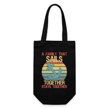 a family that sails together stays together Sail - Geschenkbeutel für Flaschen - Schwarz - Vorne