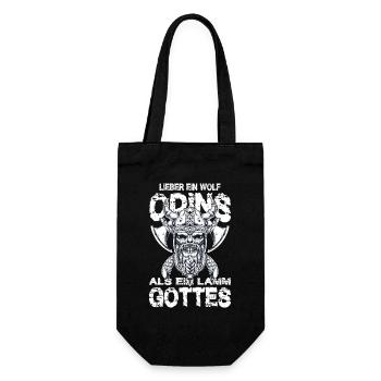 Lieber Ein Wolf Odins Als Ein Lamm Gottes Wikinger - Geschenkbeutel für Flaschen - Schwarz - Vorne