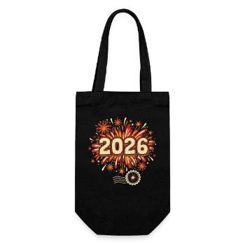Feuerwerk 2026 an Silvester feiern - Geschenkbeutel für Flaschen - Schwarz - Vorne