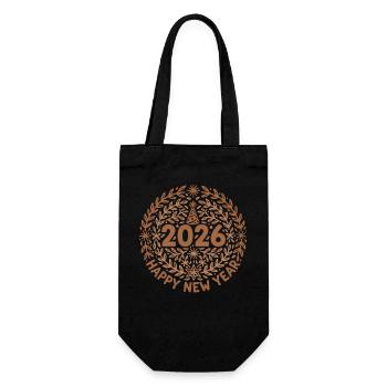 2026 Happy New Year Celebration Party Design - Gift Bag for Bottles - black - Front