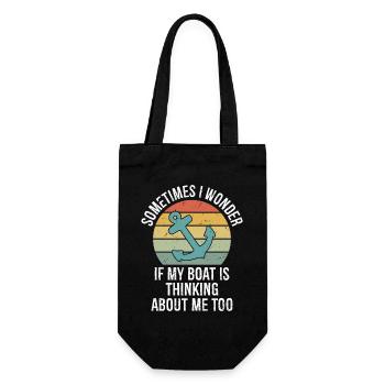 Sometimes I Wonder If My Boat Is Thinking About Me - Gift Bag for Bottles - black - Front