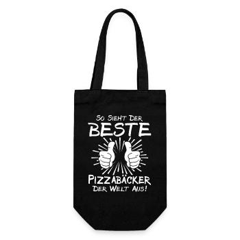 Bester Pizzabäcker - Geschenkbeutel für Flaschen - Schwarz - Vorne