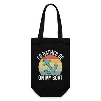 I'd Rather Be On My Boat Shirt Boat Captain Boat - Geschenkbeutel für Flaschen - Schwarz - Vorne