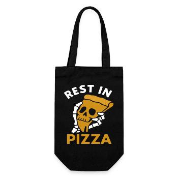 Repos dans une part de crâne de pizza Design drôle de nourriture - Sac à bouteille - noir - Devant