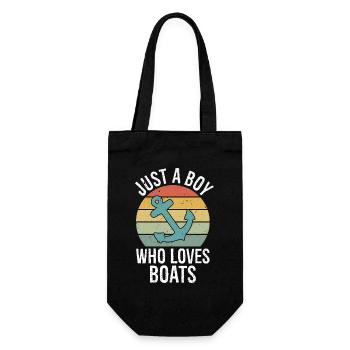 Just a Boy Who Loves Boats Retro Boys Bday Boat - Geschenkbeutel für Flaschen - Schwarz - Vorne