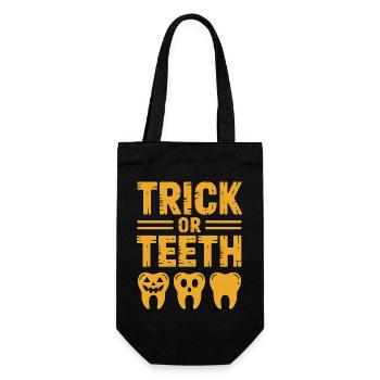 Trick or Teeth Halloween Tees - Gift Bag for Bottles - black - Front