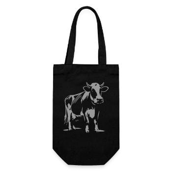 Kuh Motiv – Ländlicher Charme - Geschenkbeutel für Flaschen - Schwarz - Vorne