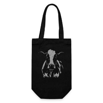 Cow Head Silhouette – Strong Farm Design - Gift Bag for Bottles - black - Front