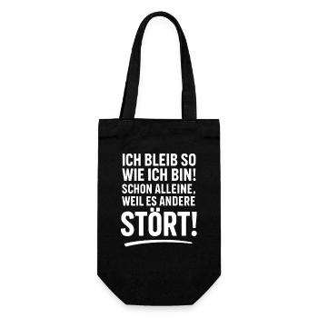 Ich Bleib So Wie Ich Bin Spruch Humor Lustig  - Geschenkbeutel für Flaschen - Schwarz - Vorne