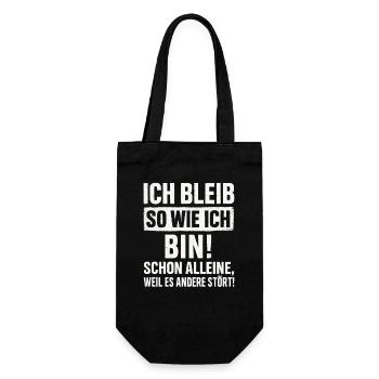 Ich Bleib So Wie Ich Bin Spruch Humor Lustig  - Geschenkbeutel für Flaschen - Schwarz - Vorne