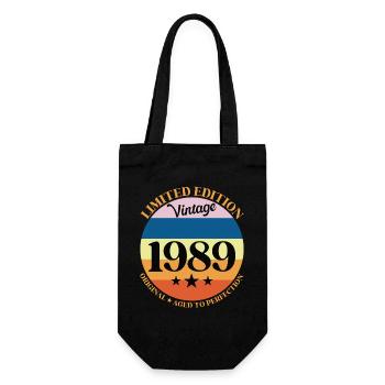 1989 Vintage Birthday Gift 89 - Gift Bag for Bottles - black - Front