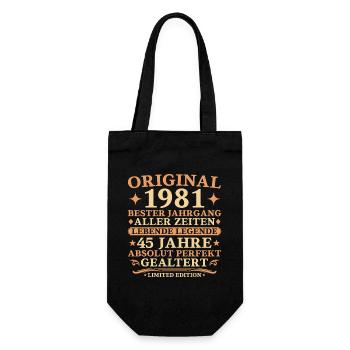 Original 1981 Year 45th Birthday Gift - Gift Bag for Bottles - black - Front