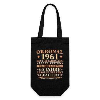 Original 1961 Year 65th Birthday Gift - Gift Bag for Bottles - black - Front