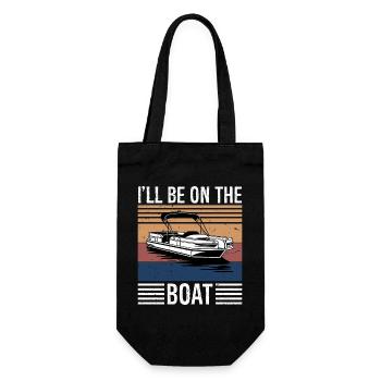 Boating Lover Sailing Pontoon Power Boat I'll Be  - Geschenkbeutel für Flaschen - Schwarz - Vorne