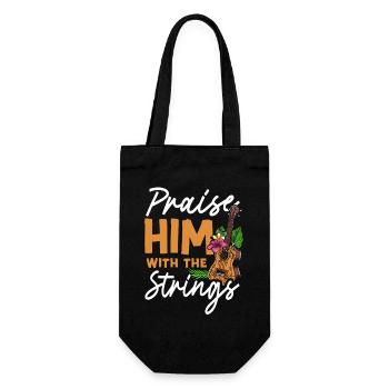 Hawaiian Ukulele Uke Praise Him - Geschenkbeutel für Flaschen - Schwarz - Vorne