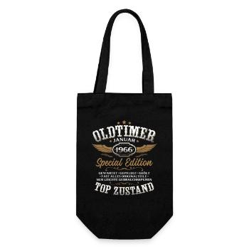 60. Geburtstag Geschenk Oldtimer Januar 1966 - Geschenkbeutel für Flaschen - Schwarz - Vorne