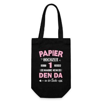 1er anniversaire de mariage Mariage Mariage papier Mariage 1 an - Sac à bouteille - noir - Devant