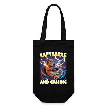 Funny Gaming Gamer Capybara - Gift Bag for Bottles - black - Front