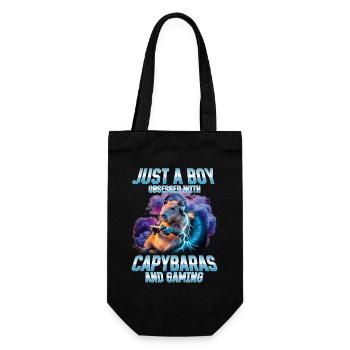 Funny Gaming Gamer Capybara - Gift Bag for Bottles - black - Front
