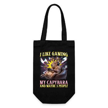Funny Gaming Gamer Capybara - Gift Bag for Bottles - black - Front