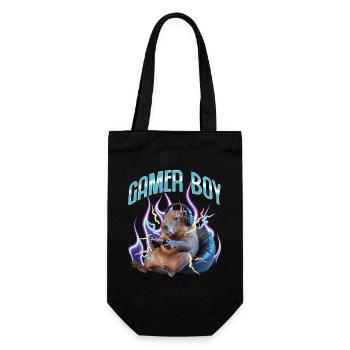 Funny Gaming Gamer Capybara - Gift Bag for Bottles - black - Front