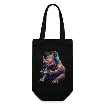 Rhino Gaming Animal Video Games Funny Rhino - Gift Bag for Bottles - black - Front
