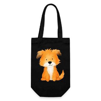 Dog Friend – Sweet and Cute Illustration - Gift Bag for Bottles - black - Front