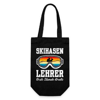 Skifahren SKIHASEN LEHRER ERSTE STUNDE GRATIS - Geschenkbeutel für Flaschen - Schwarz - Vorne