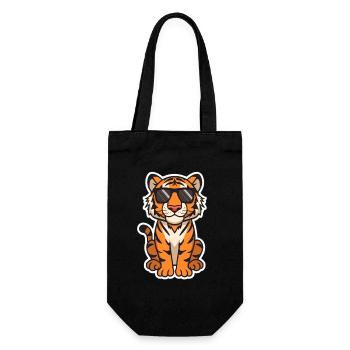 Tiger illustration with sunglasses - Gift Bag for Bottles - black - Front