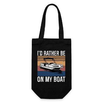 I'd Rather Be On My Boat Shirt Boat Captain Boat - Gift Bag for Bottles - black - Front