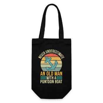 Never Underestimate An Old Man With Pontoon Boat - Gift Bag for Bottles - black - Front
