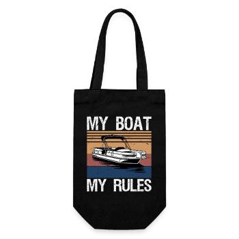 My Boat My Rules Funny Boating Captain Gift - Gift Bag for Bottles - black - Front
