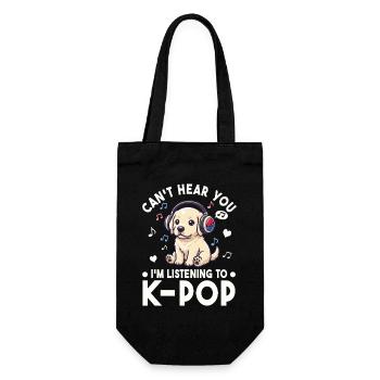 K-Pop Welpe – Süßes Hund & Musik Fan Design - Geschenkbeutel für Flaschen - Schwarz - Vorne