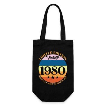 1980 Vintage Birthday Gift 80's - Gift Bag for Bottles - black - Front