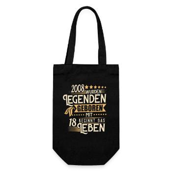 18 Geburtstag Legende Retro 2008 Geburtstag Party - Geschenkbeutel für Flaschen - Schwarz - Vorne