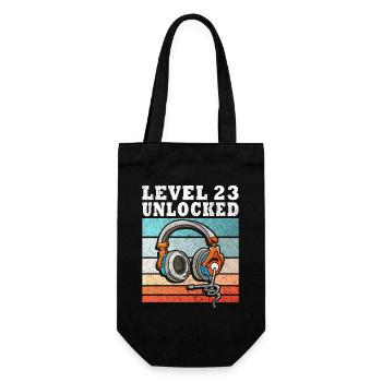 Level 23 Unlocked mit Kopfhörern - Geschenkbeutel für Flaschen - Schwarz - Vorne