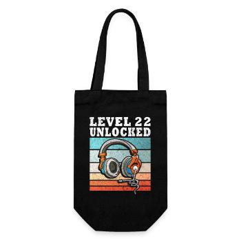 Level 22 Freigeschaltet - Geschenkbeutel für Flaschen - Schwarz - Vorne